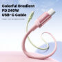 Toocki TQ-C108 cablu de încărcare și date - USB-C la USB-C - 2 m - verde-roz
