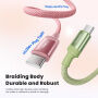 Toocki TQ-C108 cablu de încărcare și date - USB-C la USB-C - 2 m - verde-roz