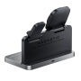 HT-568 Suport magnetic pliabil Wireless 3în1 cu ceas, alarmă și iluminare de fundal pentru iPhone / Apple Watch / AirPods - 15W - gri