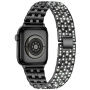 xDfind curea metalică încrustată cu pietre pentru Apple Watch 42mm / 41mm / 40mm / 38mm - negru