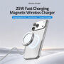 Încărcător wireless MagSafe HYD-002 cu suport rabatabil pentru iPhone - 25W - alb