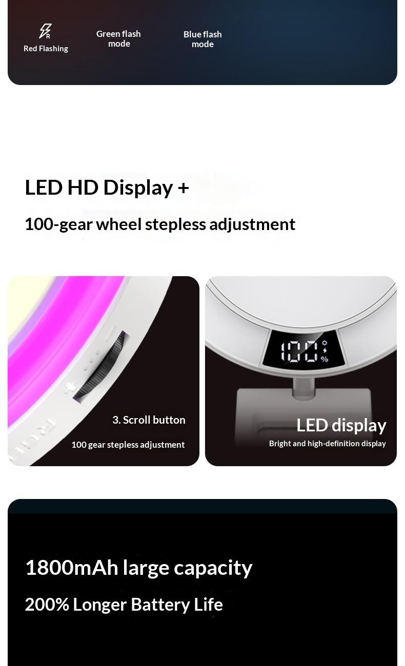 Lumină selfie F10 cu clips și controlul culorilor pentru iPhone - negru Lumină selfie F10 cu clips și controlul culorilor pentru iPhone - negru