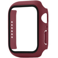 Husă tip carte mată cu Folie de sticlă securizată pentru Apple Watch 41mm - vișinie