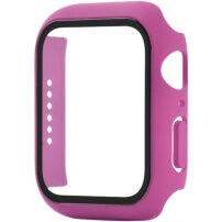 Husă tip carte mată cu Folie de sticlă securizată pentru Apple Watch 41mm - roz