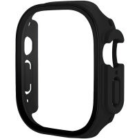 Husă tip carte mată cu Folie de sticlă securizată pentru Apple Watch Ultra 49mm - negru