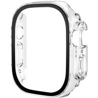 Husă tip carte lucioasă cu Folie de sticlă securizată pentru Apple Watch Ultra 49mm - transparentă