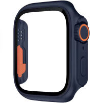 Carcasă în stilul Watch Ultra cu sticlă securizată pentru Apple Watch 45 mm - albastru închis