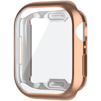Husă tip carte metalizată din plastic moale cu protecție pentru ecran pentru Apple Watch 41mm - roz-auriu