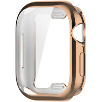 Husă tip carte metalică din plastic moale cu protecție pentru ecran pentru Apple Watch 42mm (Series 10 / 11) - auriu roz