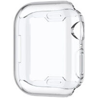 Husă tip carte lucioasă din plastic moale cu protecție pentru ecran pentru Apple Watch 45mm - transparentă