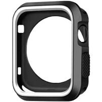 Carcasă de protecţie, din silicon, pentru Apple Watch 42mm - negru - alb