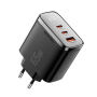 ESSAGER ES-CD64 GaN reducție pentru încărcare rapidă cu afișaj și porturi 2x USB-C / USB-A - 65W - negru