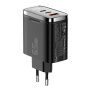 ESSAGER ES-CD64 GaN reducție pentru încărcare rapidă cu afișaj și porturi 2x USB-C / USB-A - 65W - negru