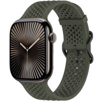 xDfind curea perforată din silicon pentru Apple Watch 42mm / 41mm / 40mm / 38mm - olivă