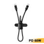 ESSAGER ES-X83 Cablu de încărcare și date și curea - USB-C la USB-C - 30 cm - negru