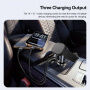 Încărcător auto ESSAGER ES-CC31 cu porturi USB-C / USB-A și încărcător integrat pentru Apple Watch - 50W - gri