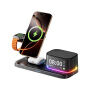 C09 3 în 1 suport magnetic wireless cu ceas, boxă și iluminare de fundal pentru iPhone / Apple Watch / AirPods - 25W - negru