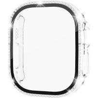 xDfind Husă tip carte încrustată cu pietre cu Folie de sticlă securizată pentru Apple Watch Ultra 49mm - transparentă