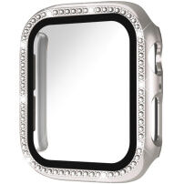 xDfind husă tip carte decorată cu pietre cu folie de sticlă securizată pentru Apple Watch 46mm - starlight