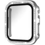 xDfind husă tip carte încrustată cu pietre cu folie de sticlă securizată pentru Apple Watch 44mm - argintiu