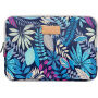 Husă cu fermoar, cu model floral colorat, pentru iPad până la 13" / MacBook până la 14" - albastru