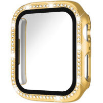 xDfind Husă tip carte decorată cu pietre cu Folie de sticlă securizată pentru Apple Watch 42mm (Series 10 / 11) - aurie