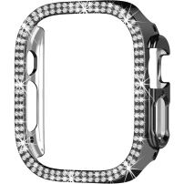 xDfind husă tip carte metalică încrustată cu pietricele pentru Apple Watch Ultra 49mm - neagră