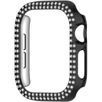 xDfind Husă tip carte metalică încrustată cu pietre pentru Apple Watch 46mm - negru