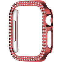 xDfind husă tip carte metalică încrustată cu pietre pentru Apple Watch 45mm - roșu