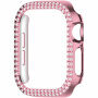 xDfind Husă tip carte metalică încrustată cu pietre pentru Apple Watch 44mm - roz