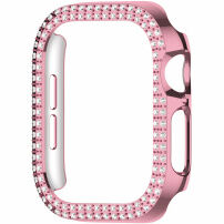xDfind Husă tip carte metalică încrustată cu pietre pentru Apple Watch 44mm - roz