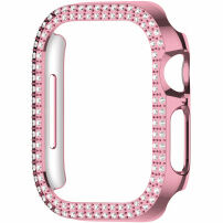 xDfind husă tip carte metalică încrustată cu pietre pentru Apple Watch 41mm - roz