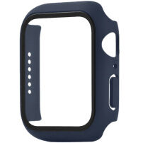 xDfind Husă tip carte mată cu Folie de sticlă securizată pentru Apple Watch 45mm - albastru închis