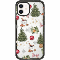 Husă transparentă cu model de Crăciun pentru iPhone 12 / 12 Pro - verde