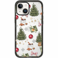 Husă transparentă cu model de Crăciun pentru iPhone 13 / 14 - verde