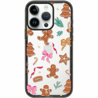 Husă transparentă cu model de turtă dulce de Crăciun pentru iPhone 14 Pro - maro