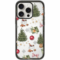 Husă transparentă cu model de Crăciun pentru iPhone 15 Pro Max - verde
