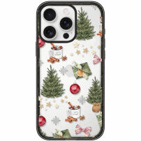 Husă transparentă cu model de Crăciun pentru iPhone 16 Pro - verde