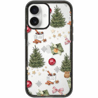 Husă transparentă cu model de Crăciun pentru iPhone 17 - verde
