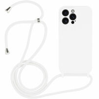 Husă din silicon cu șnur pentru iPhone 16 Pro - alb
