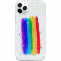 Carcasă curcubeu cu stele din plastic moale pentru iPhone 11 Pro Max - transparent
