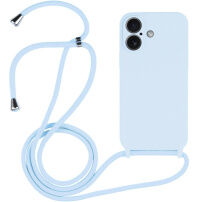 Husă din silicon cu șnur pentru iPhone 16 Plus - albastru