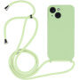 Husă din silicon cu șnur pentru iPhone 15 - verde