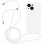 Husă din silicon cu șnur pentru iPhone 15 - alb