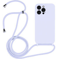 Husă din silicon cu șnur pentru iPhone 15 Pro - violet deschis