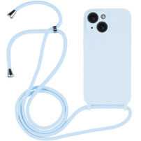 Husă din silicon cu șnur pentru iPhone 14 - albastru