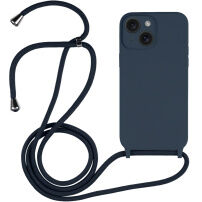 Husă din silicon cu șnur pentru iPhone 14 - albastru închis