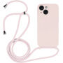 Husă din silicon cu șnur pentru iPhone 14 Plus - oldpink