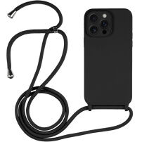 Husă din silicon cu șnur pentru iPhone 14 Pro Max - negru