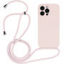 Husă din silicon cu șnur pentru iPhone 14 Pro Max - oldpink